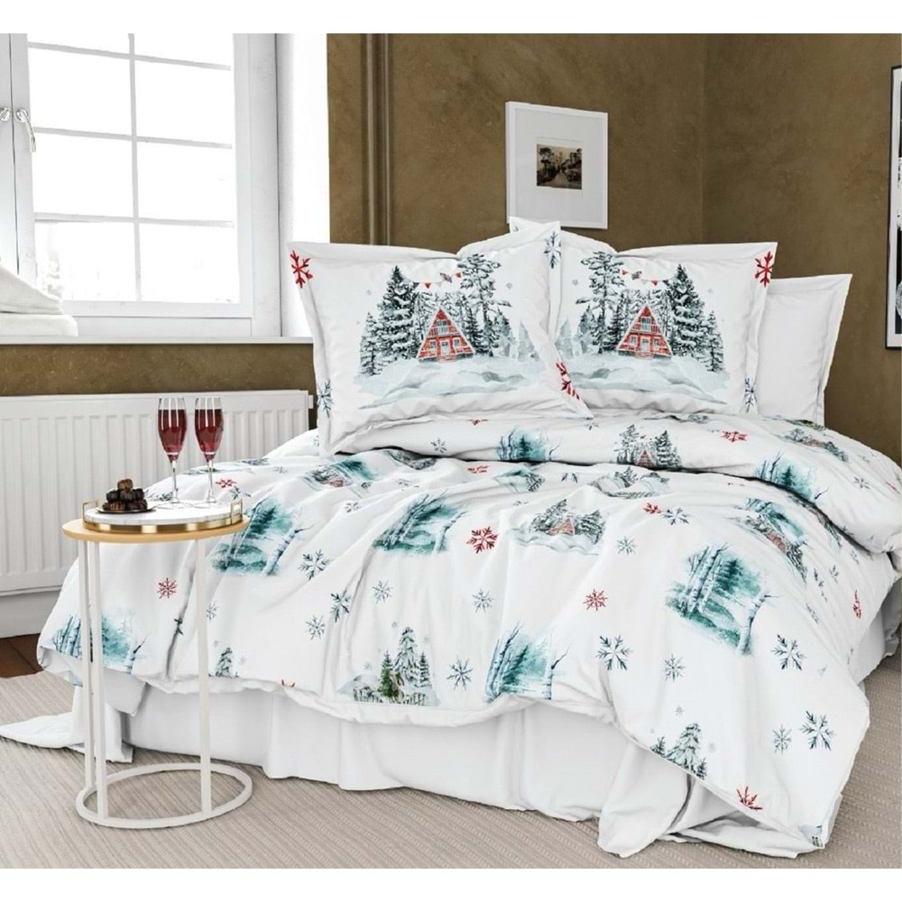 Yılbaşı Temalı 3D Baskılı Çift Kişilik Nevresim Takımı -Model 2094