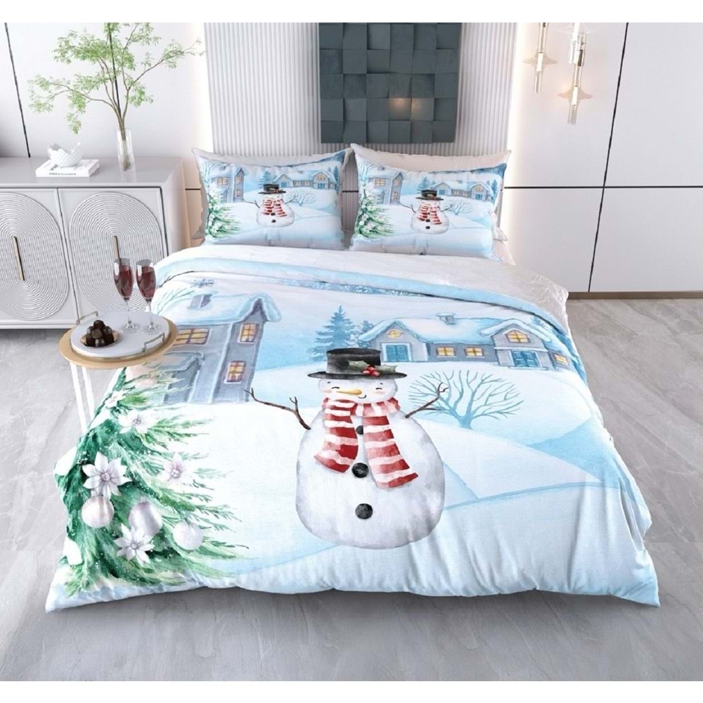 Yılbaşı Temalı 3D Baskılı Çift Kişilik Nevresim Takımı -Model 2098