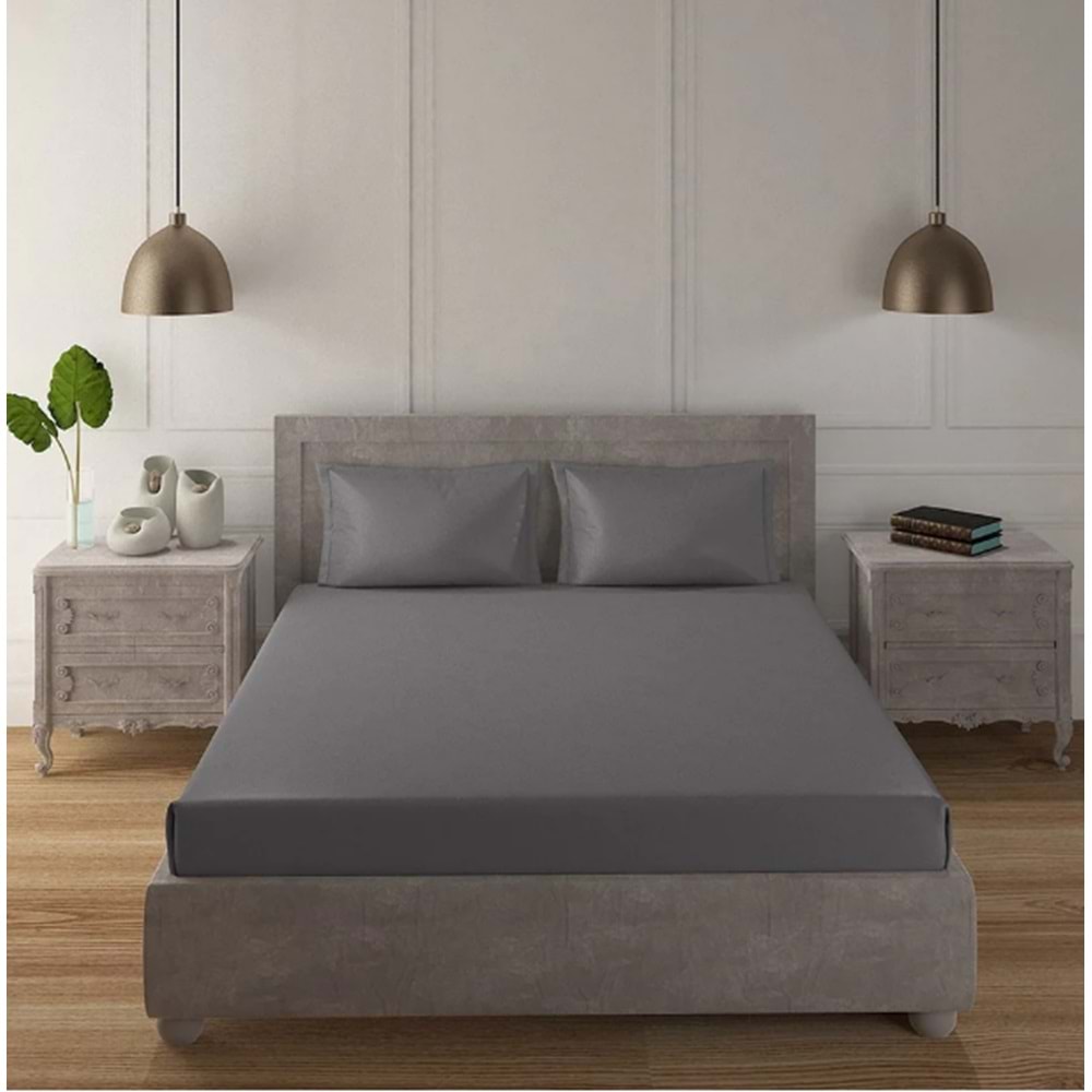 Lüx Lastikli Penye Çarşaf 100x200 cm Gri Renk