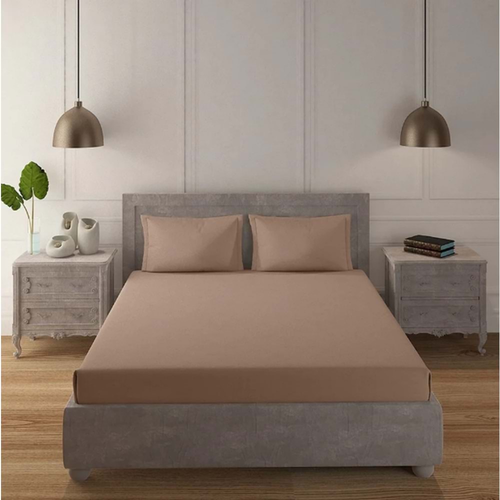 Lüx Lastikli Penye Çarşaf 100x200cm Cappuccino Renk