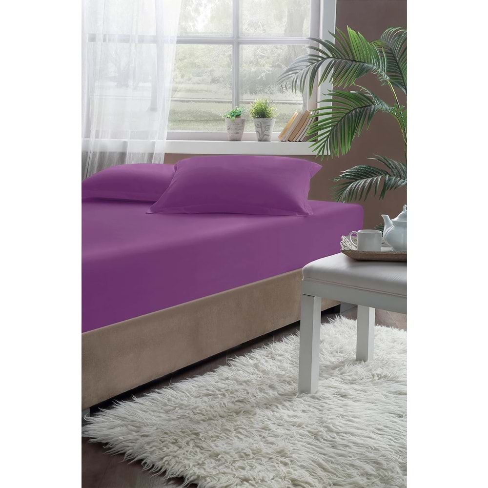 Lüx Lastikli Penye Çarşaf 160x200 cm Mürdüm Renk