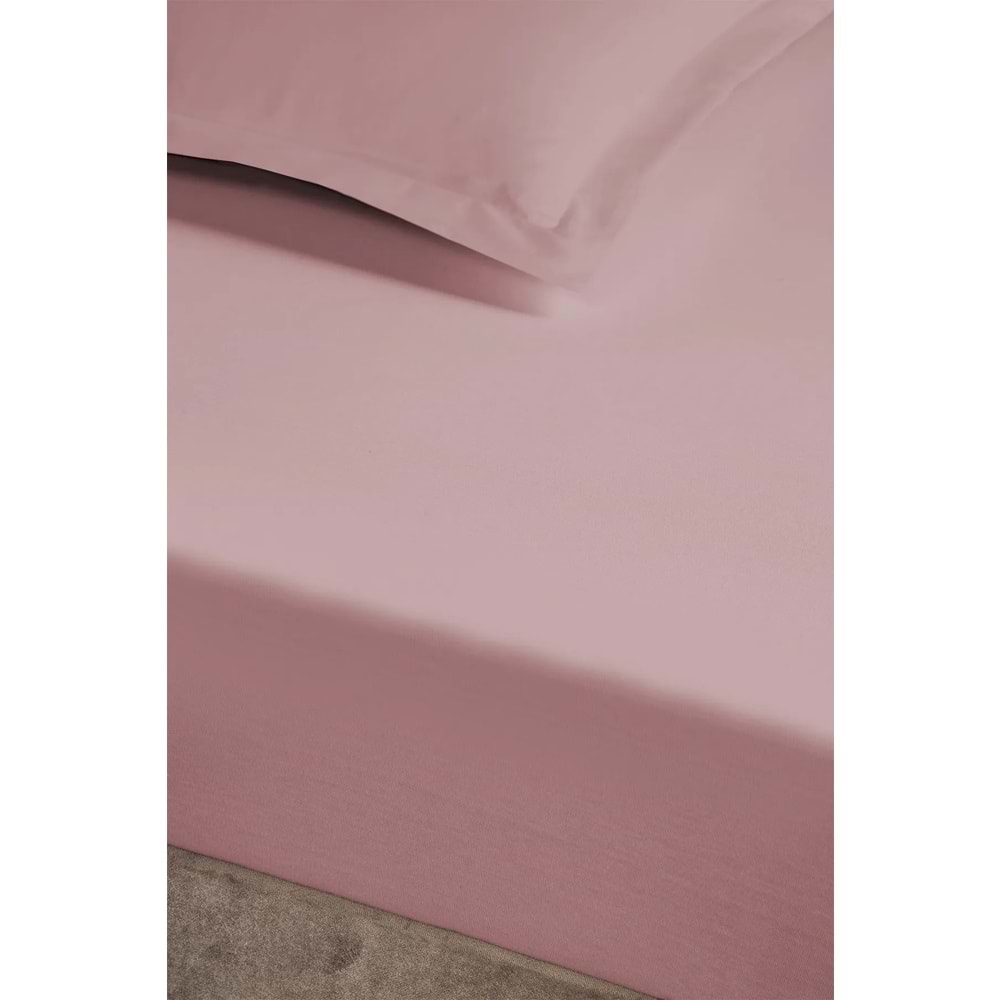 Lüx %100 Pamuklu Lastikli Penye Çarşaf 100x200cm Gül Kurusu Renk