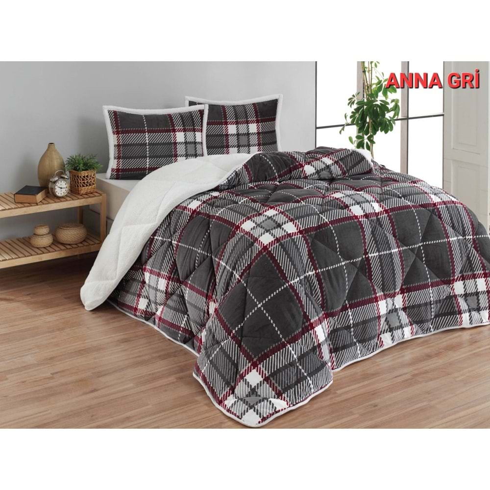 Tek Kişilik Yorgan Seti Comforter Anna Gri (1 Yorgan + 1 Yastık Kılıfı)