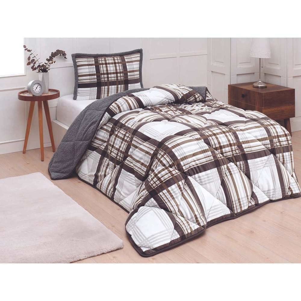 Tek Kişilik Yorgan Seti Comforter Wera Gri (1 Yorgan + 1 Yastık Kılıfı)