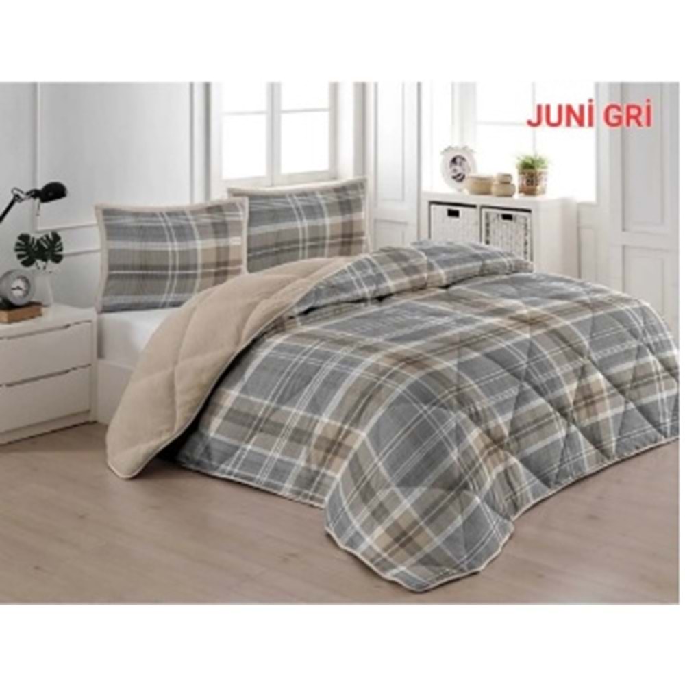 Tek Kişilik Yorgan Seti Comforter Juni Gri (1 Yorgan + 1 Yastık Kılıfı)