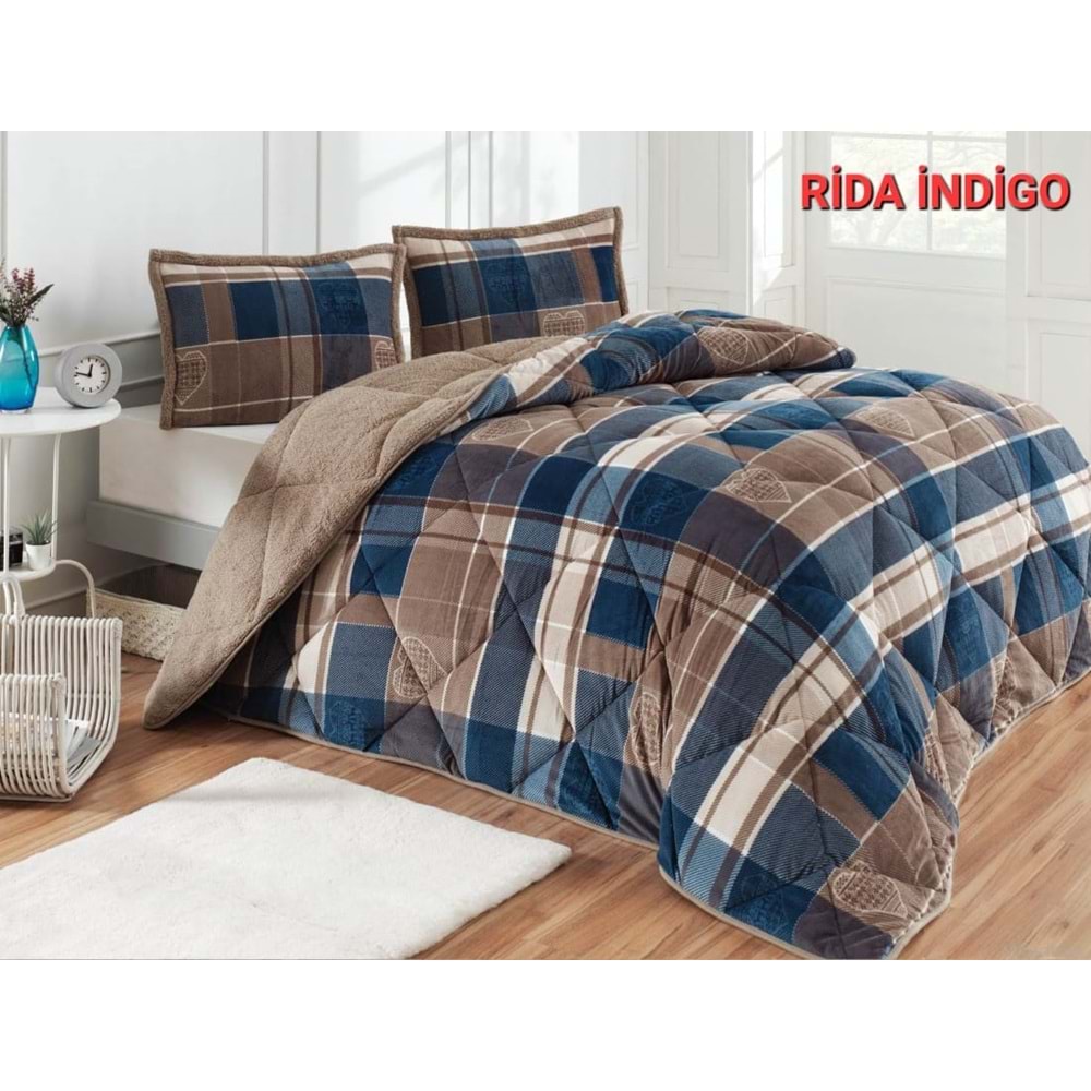 Çift Kişilik Yorgan Seti Comforter Rida İndigo (1 Yorgan + 2 Yastık Kılıfı)
