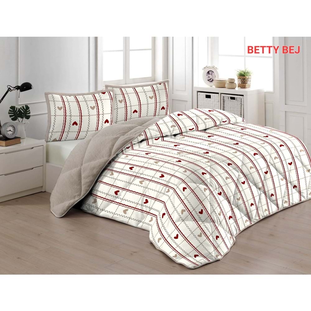 Çift Kişilik Yorgan Seti Comforter Betty Bej (1 Yorgan + 2 Yastık Kılıfı)