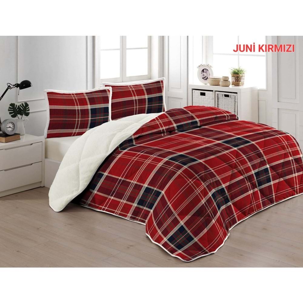 Çift Kişilik Yorgan Seti Comforter Scotch Kırmızı (1 Yorgan + 2 Yastık Kılıfı)