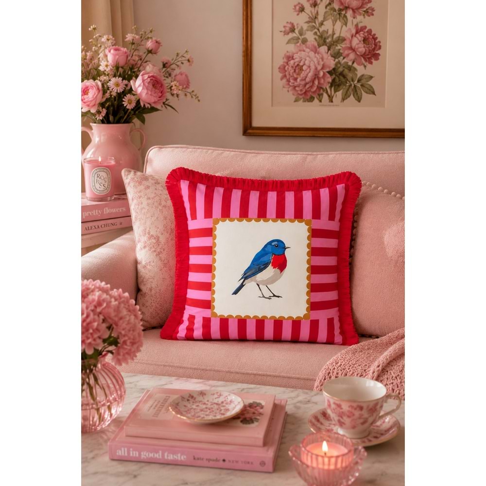 Çift Taraflı Dekoratif Saçaklı Kırlent Kılıfı Enerjik-5 43x43 cm -1 Adet
