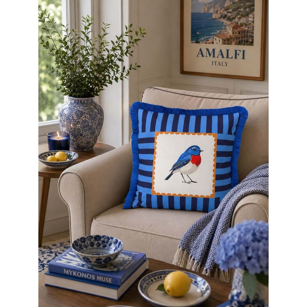 Çift Taraflı Dekoratif Saçaklı Kırlent Kılıfı Enerjik-6 43x43 cm -1 Adet