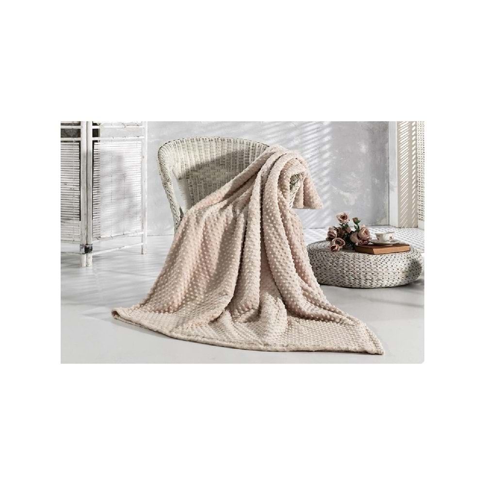 Çift Kişilik Tomurcuk Soft Battaniye -Bej