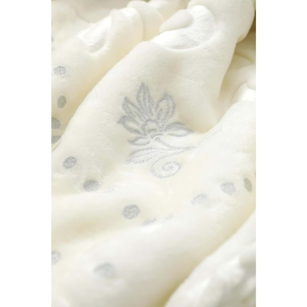 Pırıltı Embos Çift Kişilik Battaniye Ekru