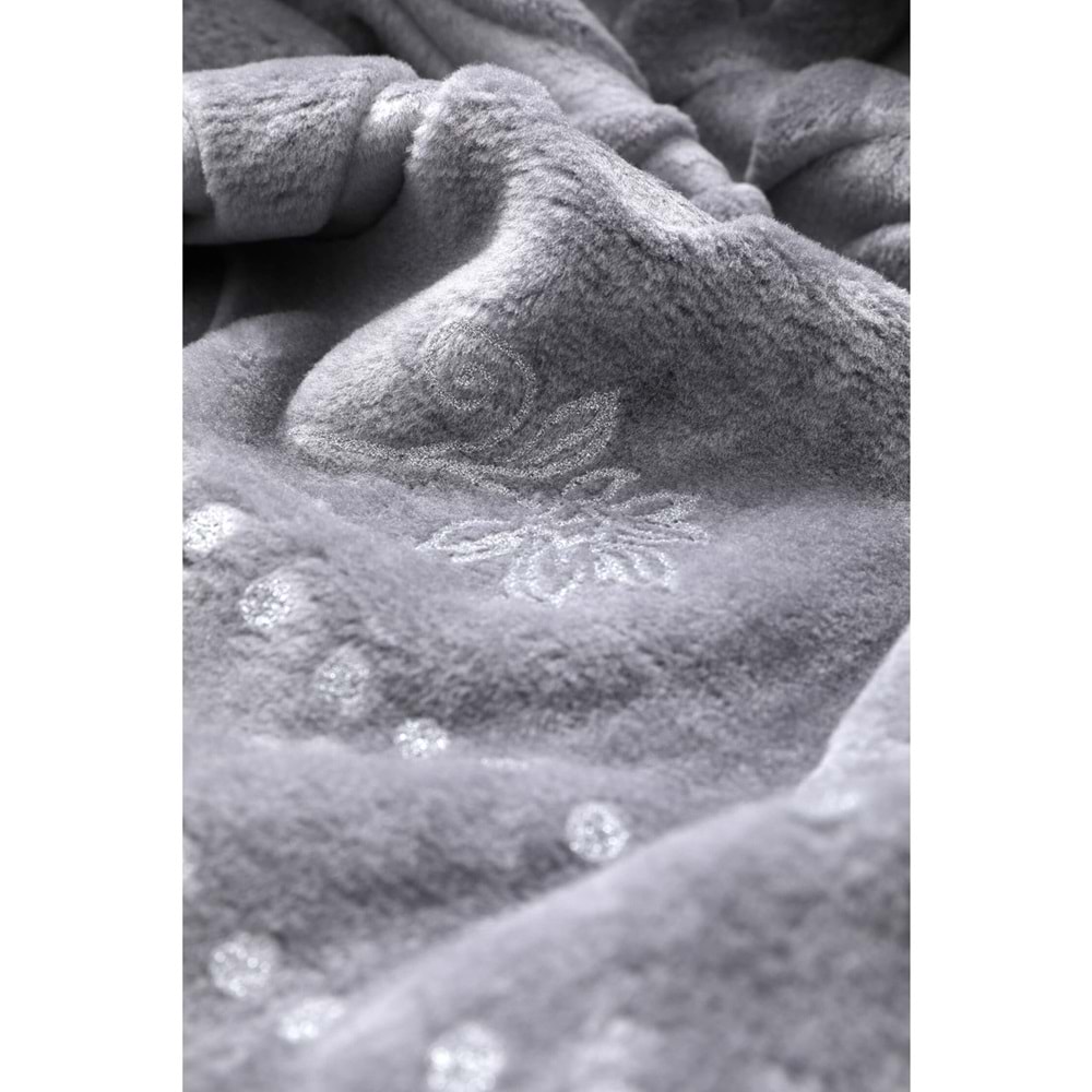 Pırıltı Embos Çift Kişilik Battaniye Gri