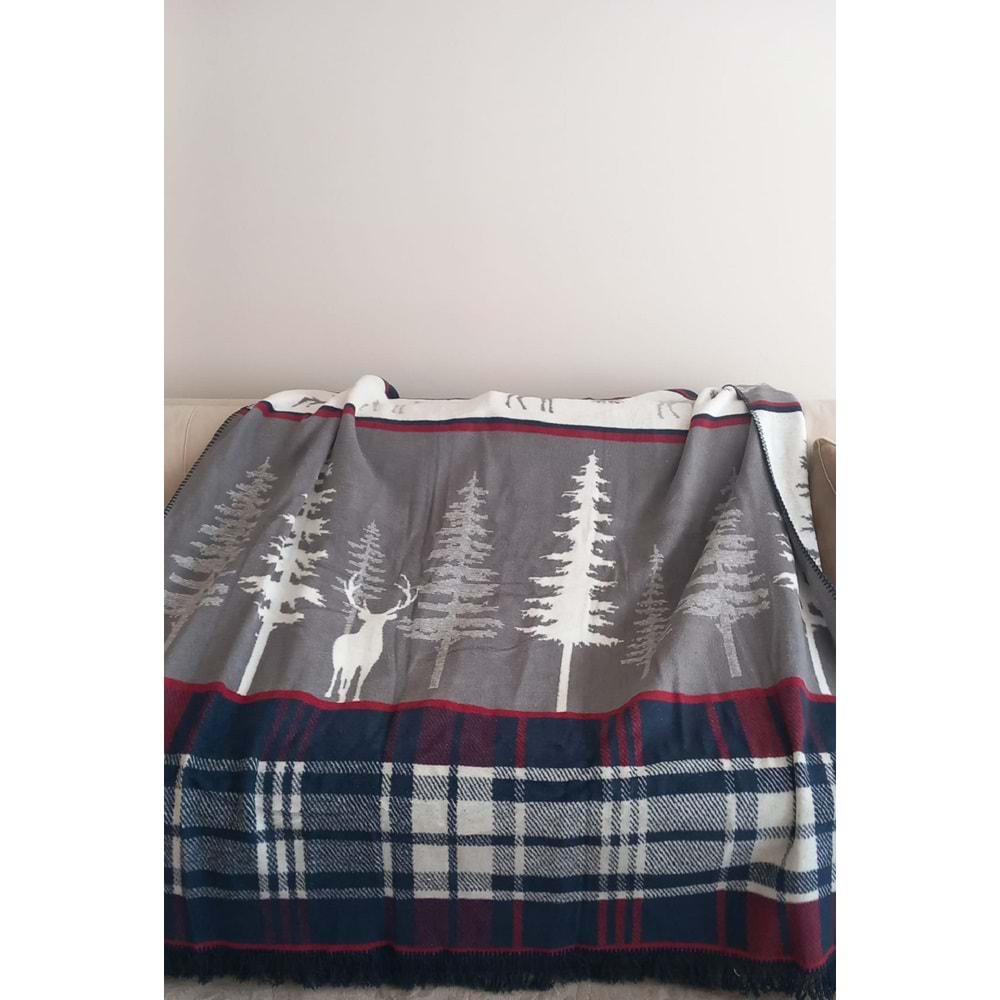 Sobrier Yılbaşı Temalı Çift Taraflı Tek Kişilik Battaniye 150x200 cm