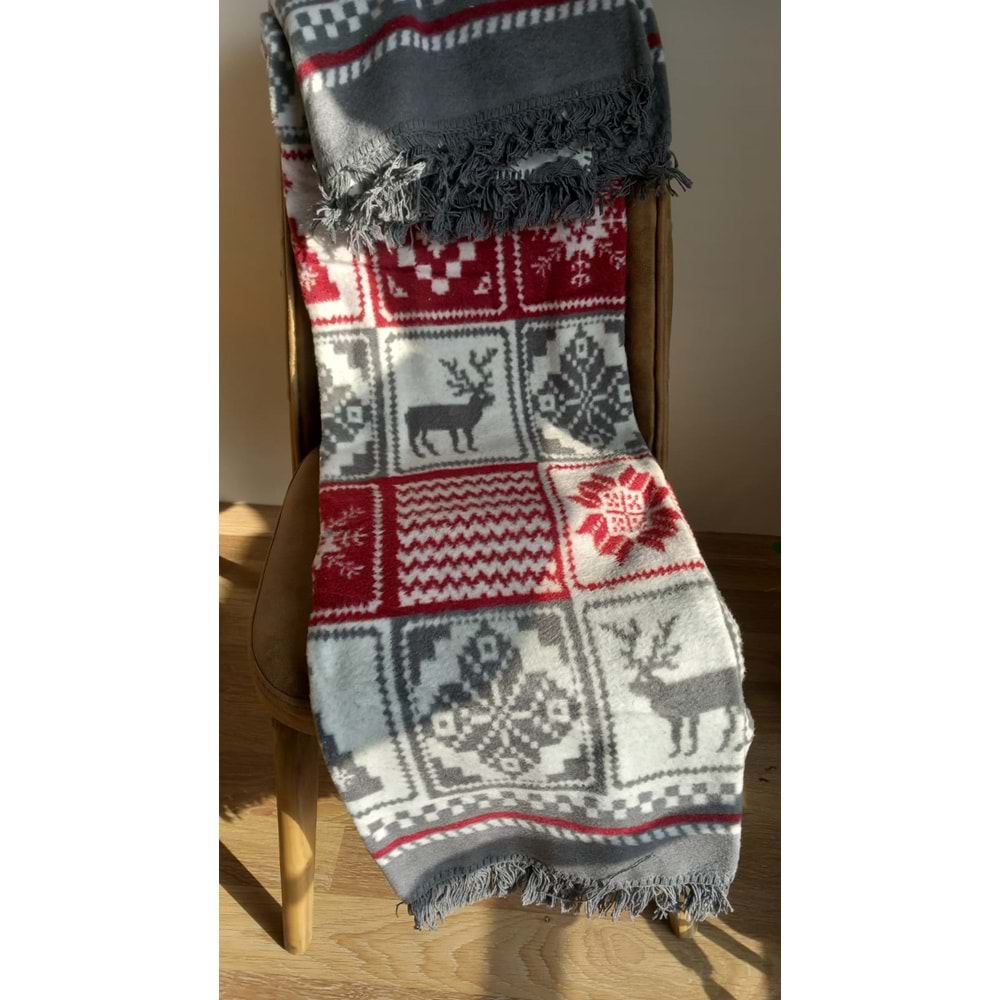 Warming Yılbaşı Temalı Çift Taraflı Çift Kişilik Battaniye 180x220 cm