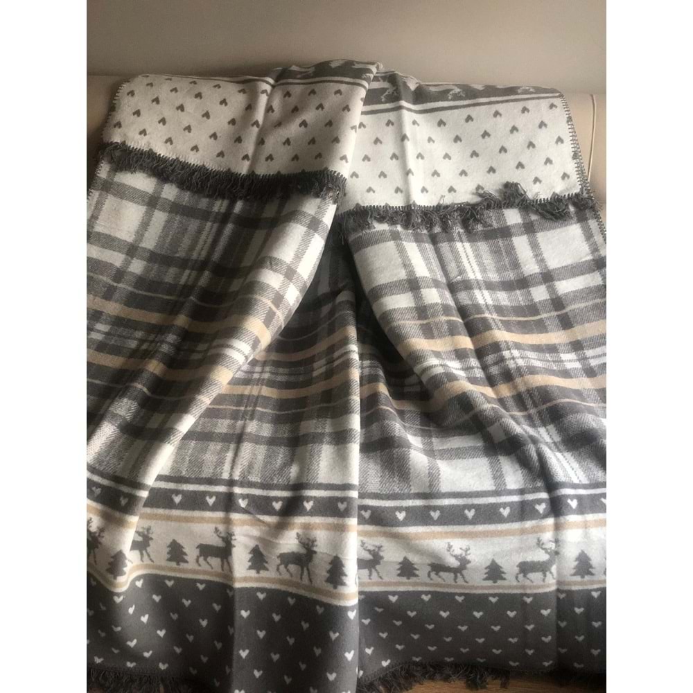 Fico Yılbaşı Temalı Çift Taraflı Çift Kişilik Battaniye 180x220 cm
