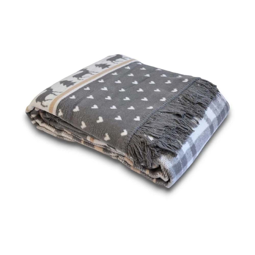 Fico Yılbaşı Temalı Çift Taraflı Çift Kişilik Battaniye 180x220 cm