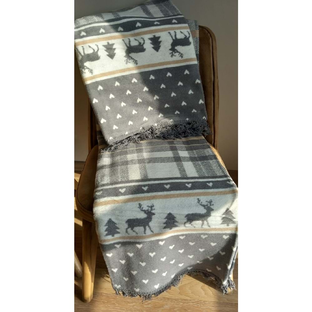 Fico Yılbaşı Temalı Çift Taraflı Çift Kişilik Battaniye 180x220 cm