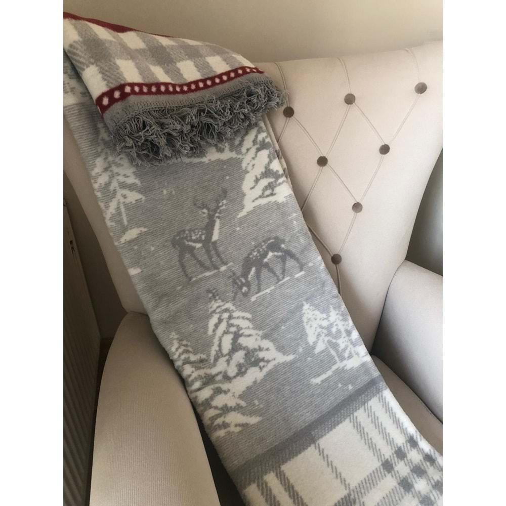 Bloom Yılbaşı Temalı Çift Taraflı Tek Kişilik Pamuklu Battaniye 150x200 cm