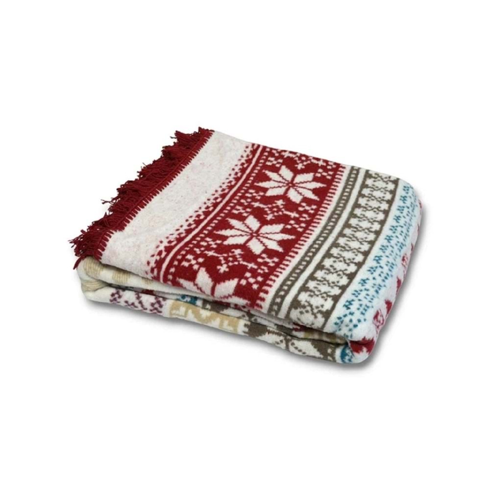 Together Yılbaşı Temalı Çift Taraflı Tek Kişilik Pamuklu Battaniye 150x200 cm