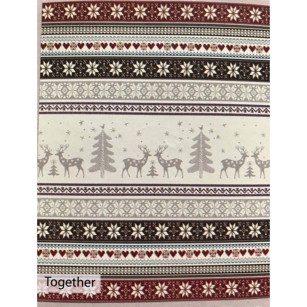 Together Yılbaşı Temalı Çift Taraflı Tek Kişilik Pamuklu Battaniye 150x200 cm
