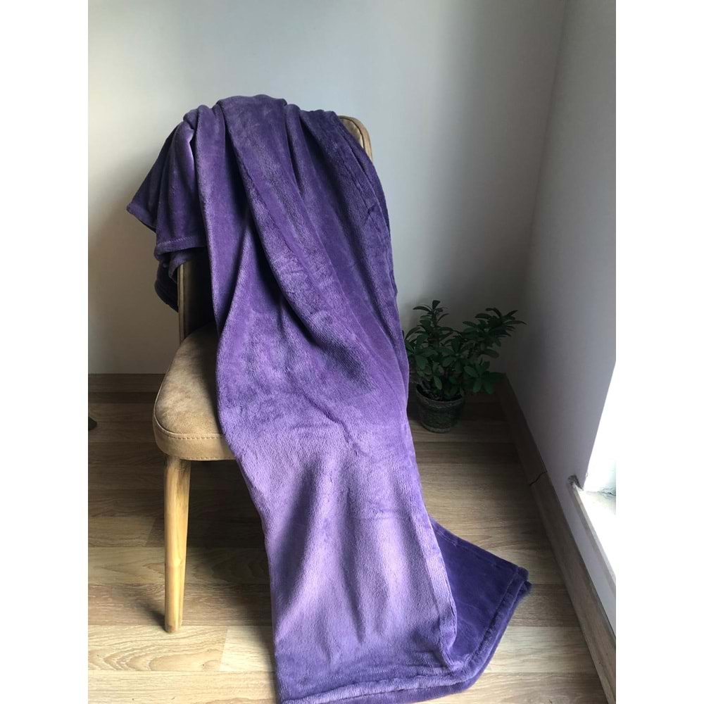 Tek Kişilik Peluş Soft TV Battaniye 150x220 cm Mor-2
