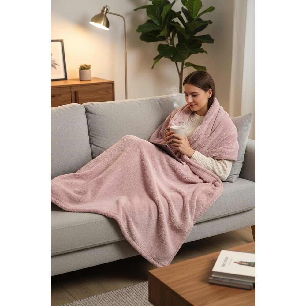 Tek Kişilik Welsoft TV Battaniye 130x170 cm Pudra