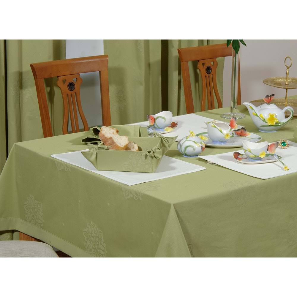Lüks Masa Örtüsü Gala Polycotton Kumaş Leke Tutmaz Su Geçirmez Class 150x180 cm Yeşil