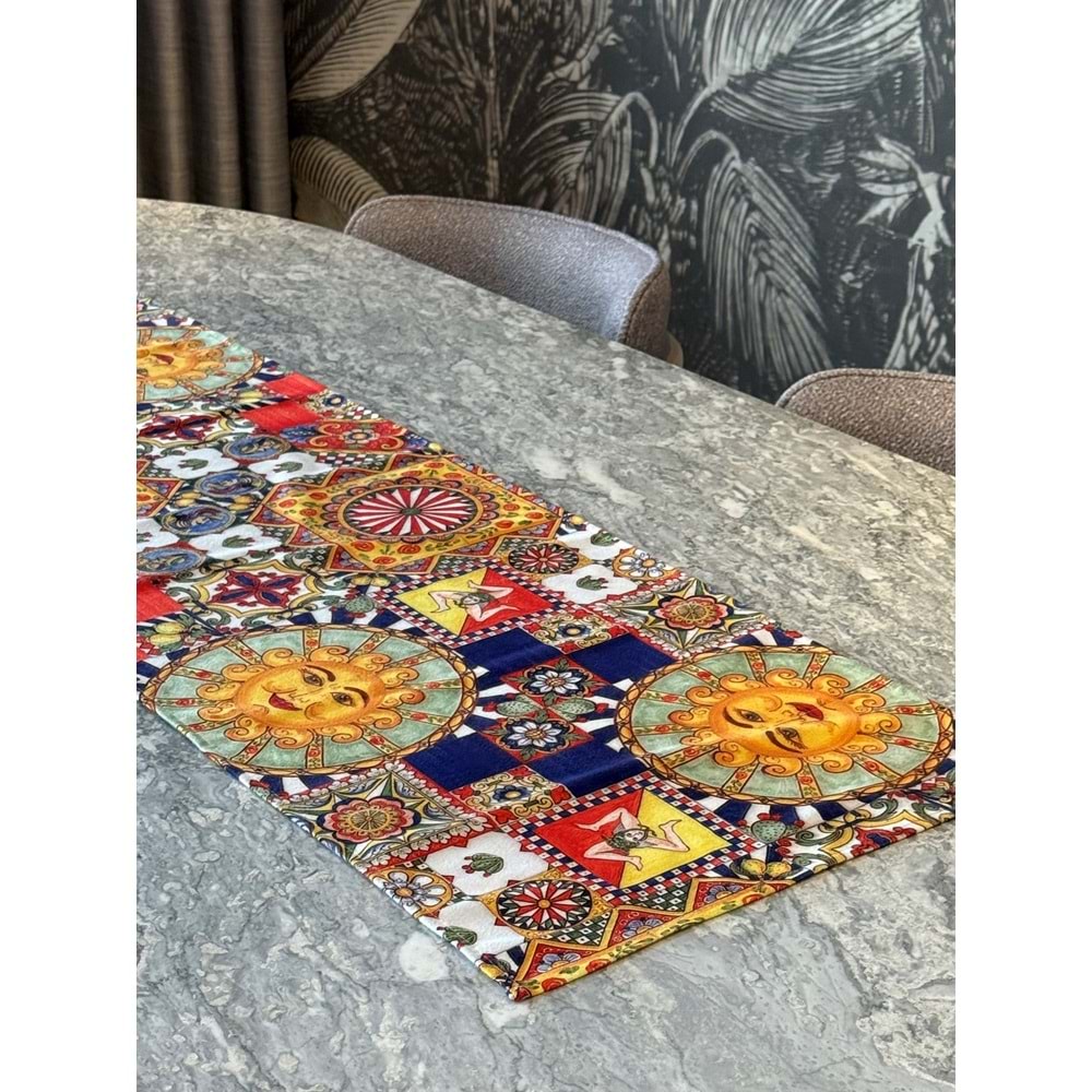 Güneşli Modern Dekoratif Baskılı Runner 1 Adet 40x140cm