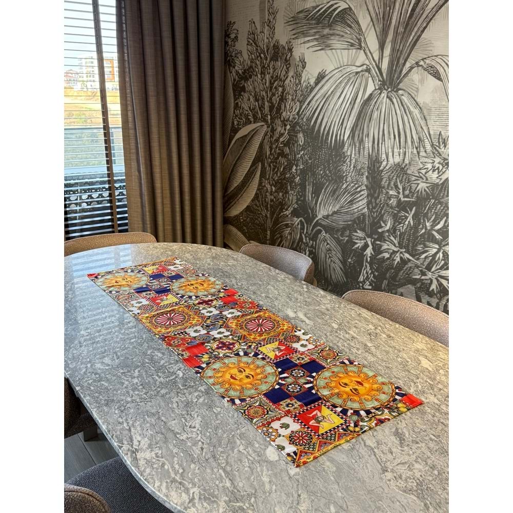 Güneşli Modern Dekoratif Baskılı Runner 1 Adet 40x140cm