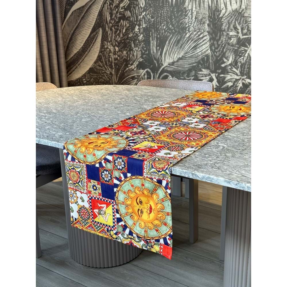 Güneşli Modern Dekoratif Baskılı Runner 1 Adet 40x140cm
