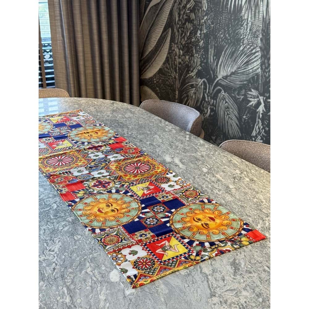 Güneşli Modern Dekoratif Baskılı Runner 1 Adet 40x140cm