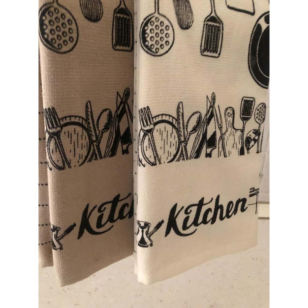 Kitchen 4'lü Mutfak Havlusu 40x60 cm -Krem Kahve