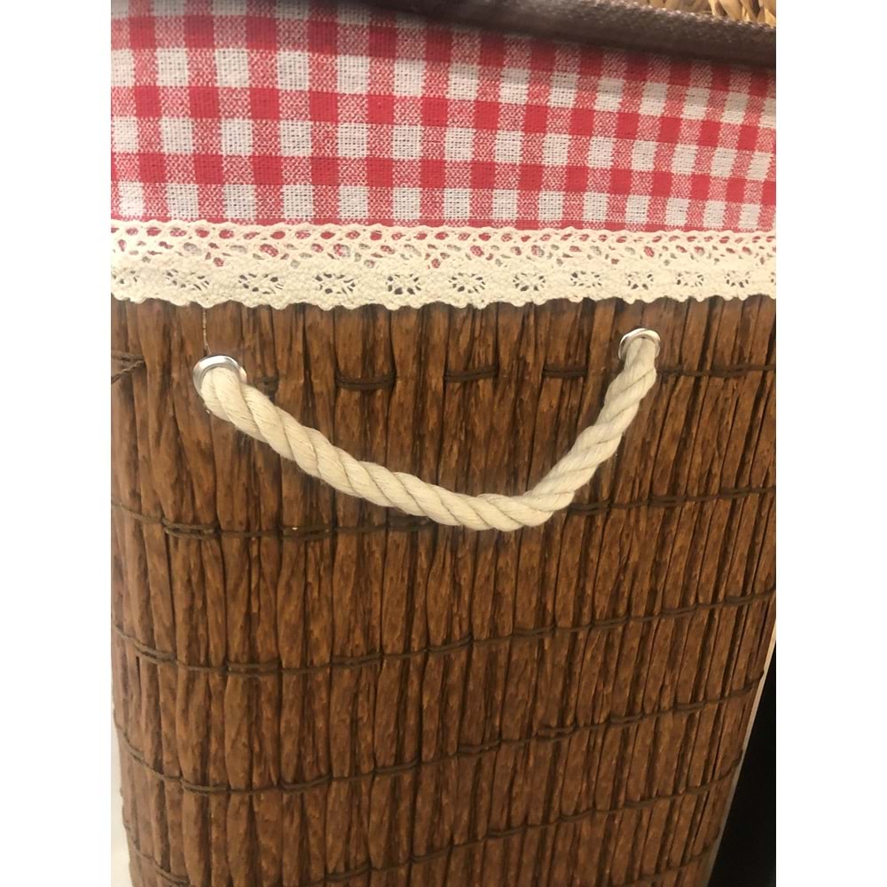 Rattan Katlanabilir Dikdörtgen Çamaşır Sepeti -Kahverengi