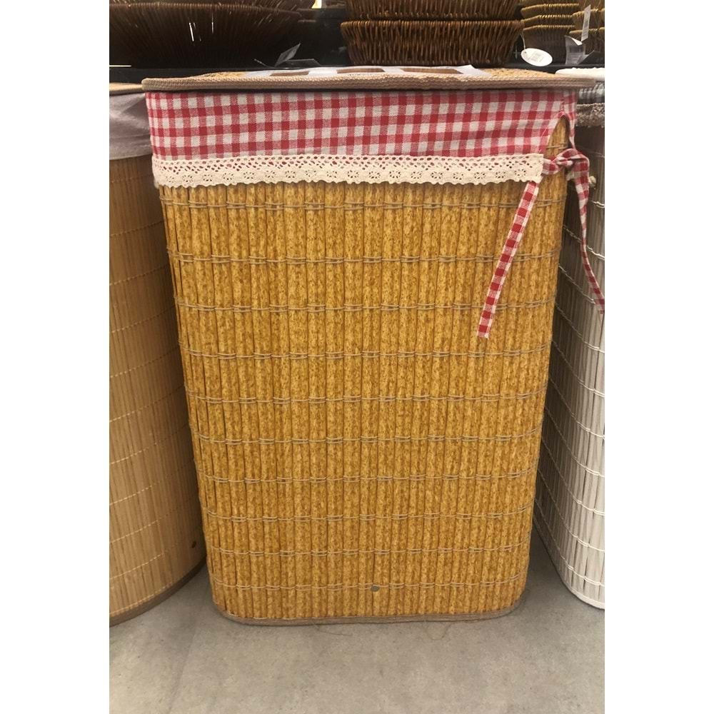 Rattan Katlanabilir Dikdörtgen Çamaşır Sepeti -Naturel