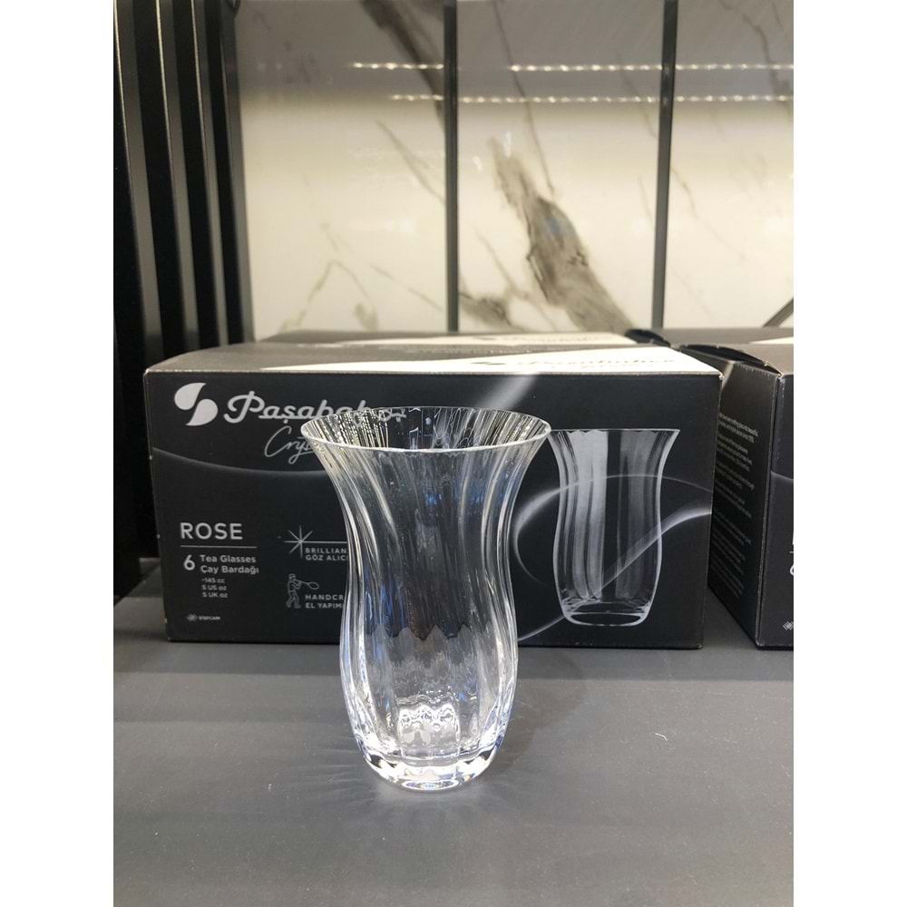 Paşabahçe Özel Yapım El İmalatı Crystallin Rose 6 lı Çay Bardağı