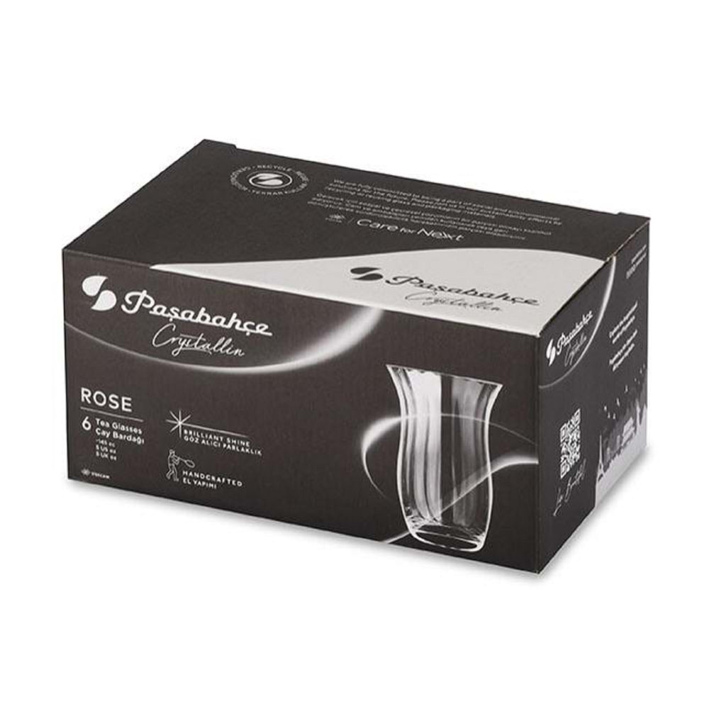 Paşabahçe Özel Yapım El İmalatı Crystallin Rose 6 lı Çay Bardağı