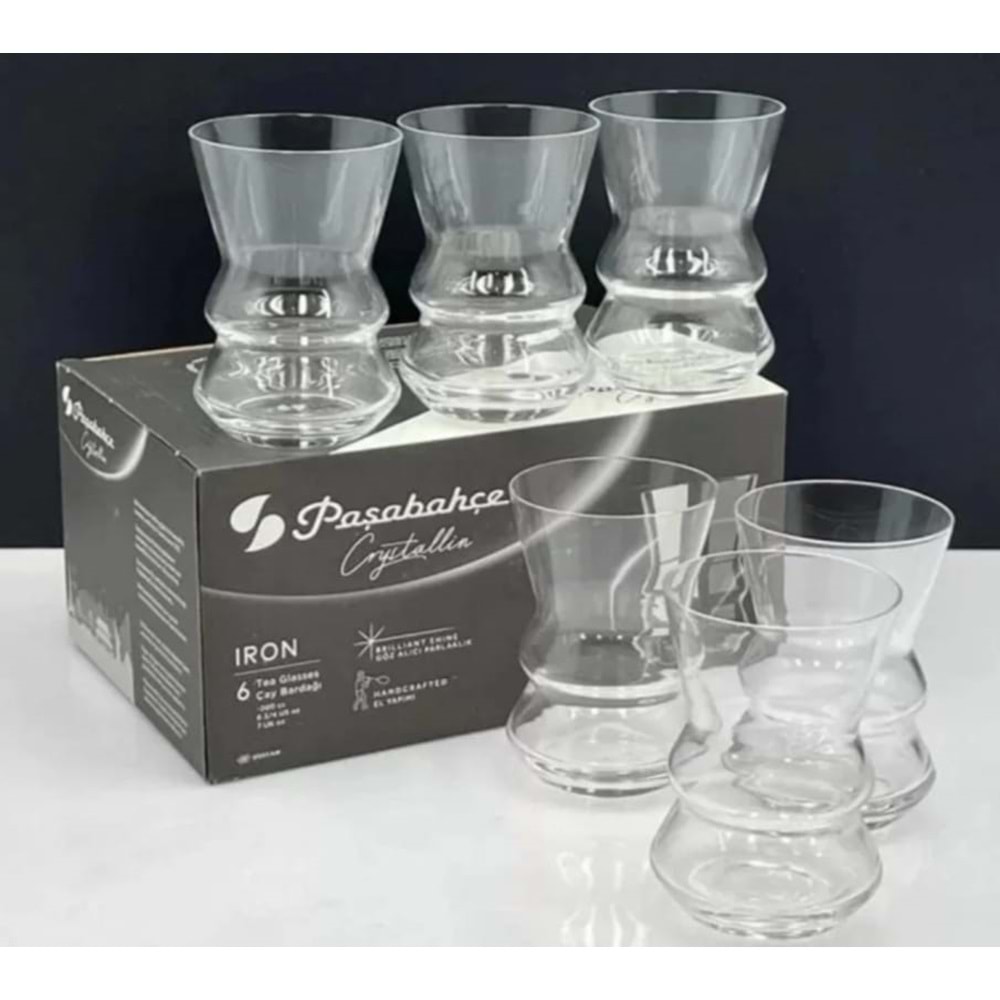 Paşabahçe Özel Yapım El İmalatı Crystallin İron 6 lı Çay Bardağı