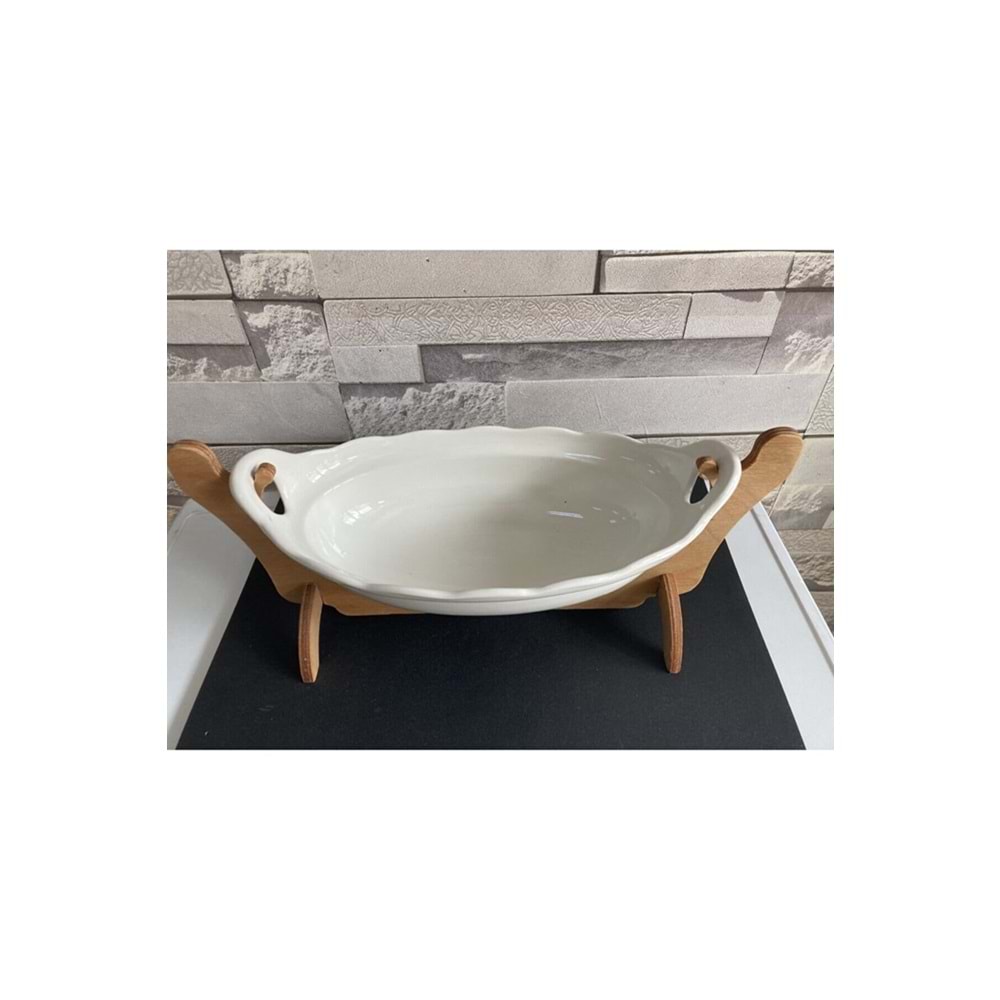 Ahşap Standlı Gondol Salata ve Sunum Kasesi