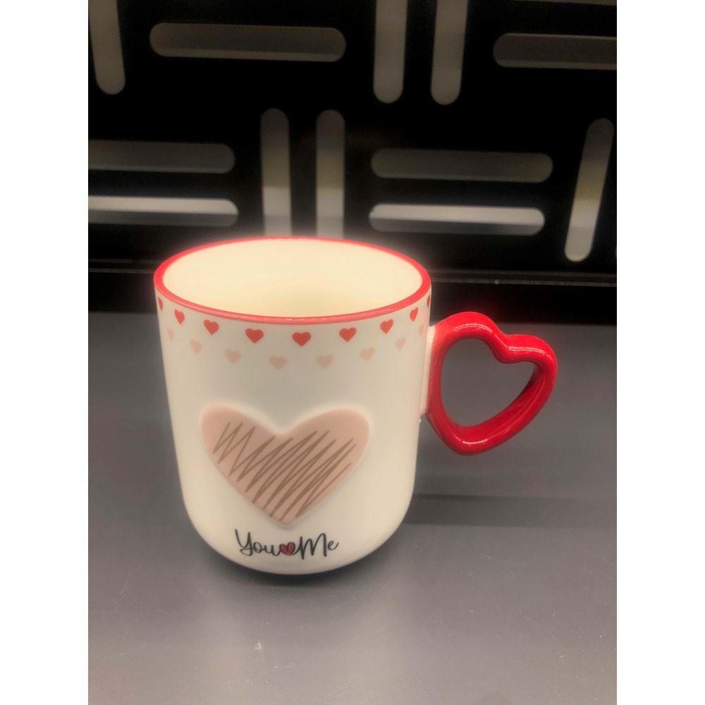 Özel Tasarım Porselen Kalp Kupa -2-380 ml