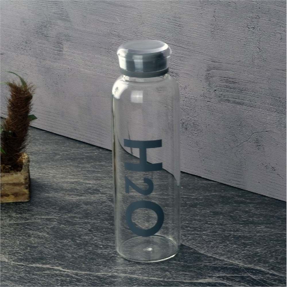 H2O Borosilikat Cam Matara 500 ml Gri