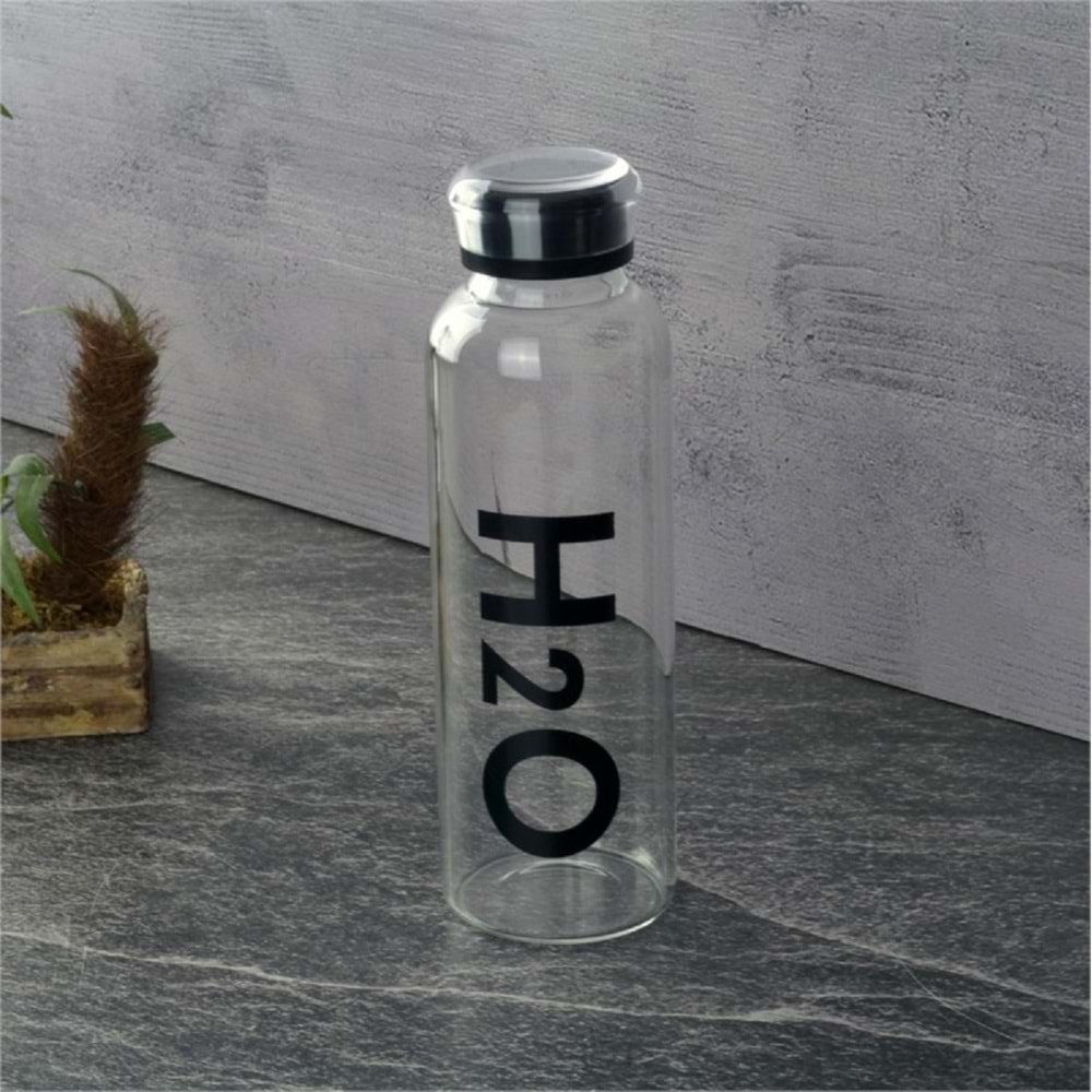 H2O Borosilikat Cam Matara 500 ml Siyah