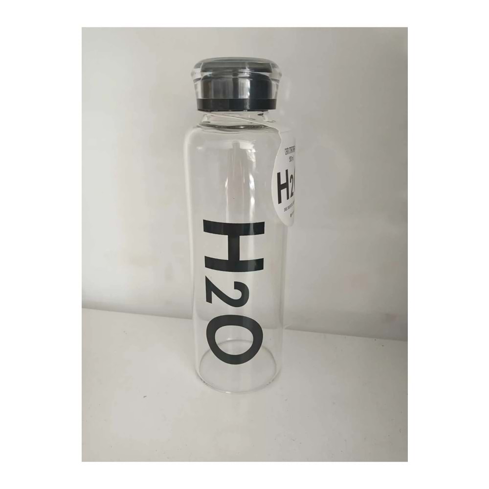 H2O Borosilikat Cam Matara 500 ml Siyah