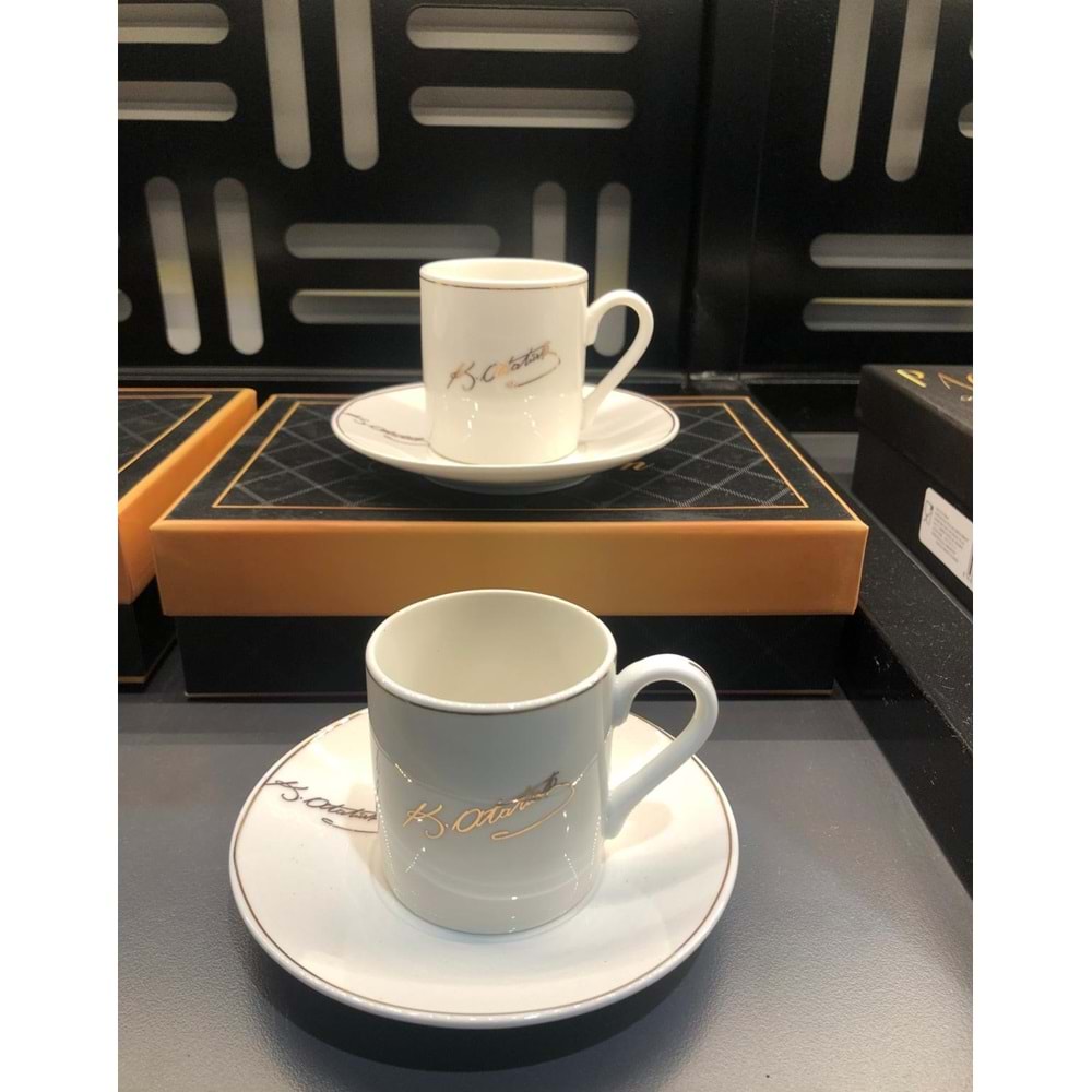 Atatürk İmzalı -Porselen 2'li Kahve Fincan Seti