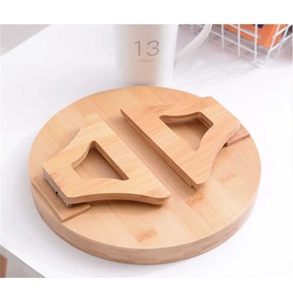 Doğal Bambu Yuvarlak Koltuk Tepsisi/Sehpası