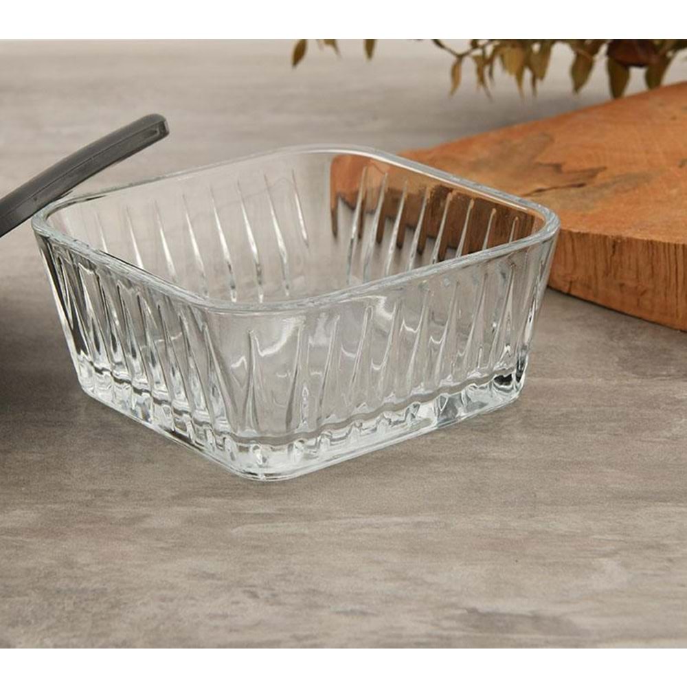 Frezya Gri Kapaklı 4'lü Cam Kase