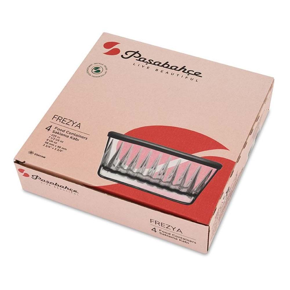 Frezya Gri Kapaklı 4'lü Cam Kase