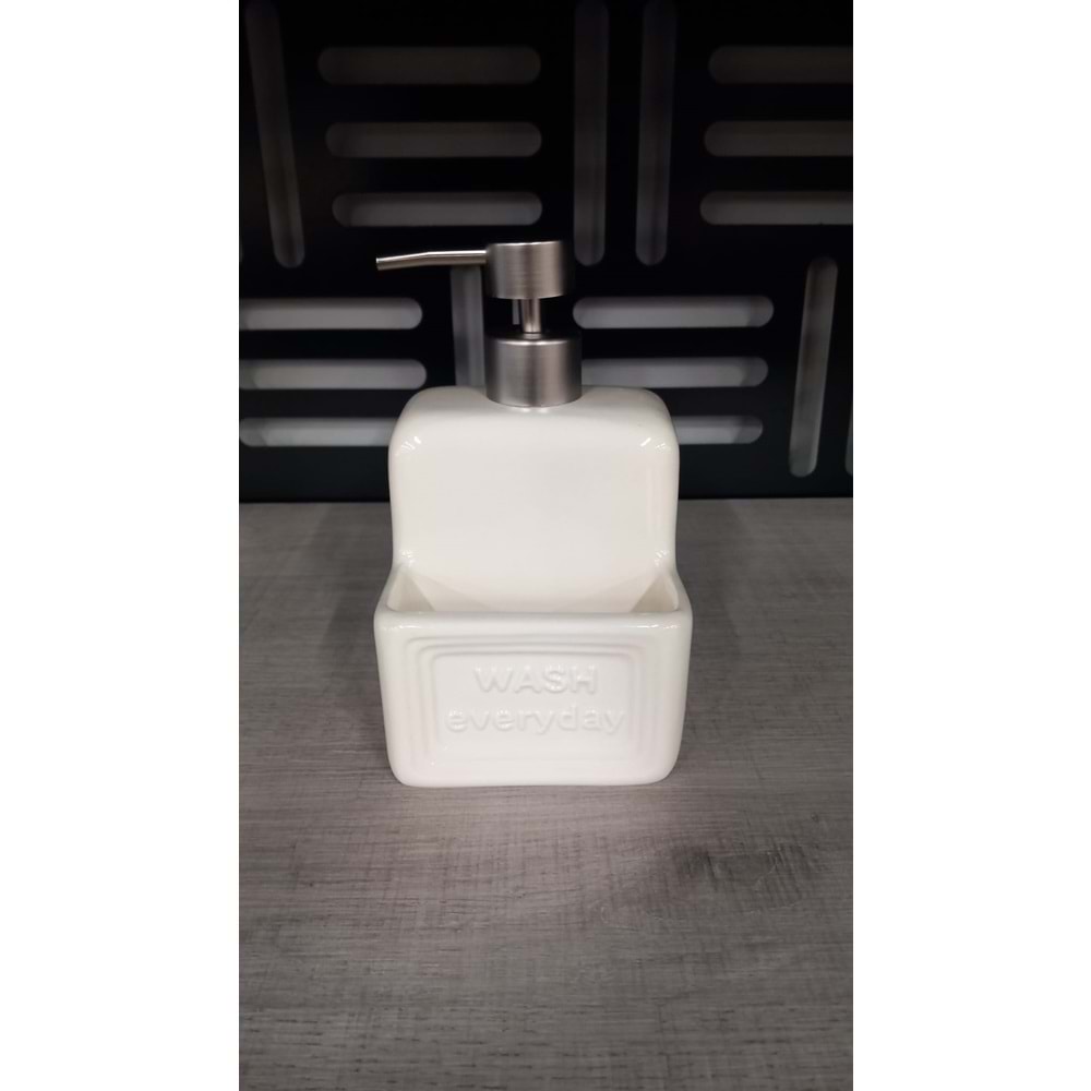 Süngerlikli Seramik Sıvı Sabunluk&Deterjanlık Wash-Krem -1