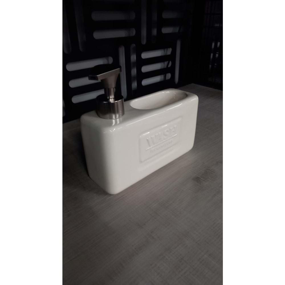Süngerlikli Seramik Sıvı Sabunluk&Deterjanlık Wash-Krem -2