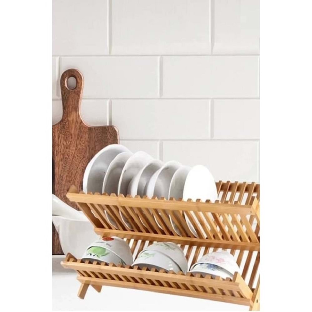 Bambu Katlanır Bulaşıklık - Tabaklık 47x32 cm